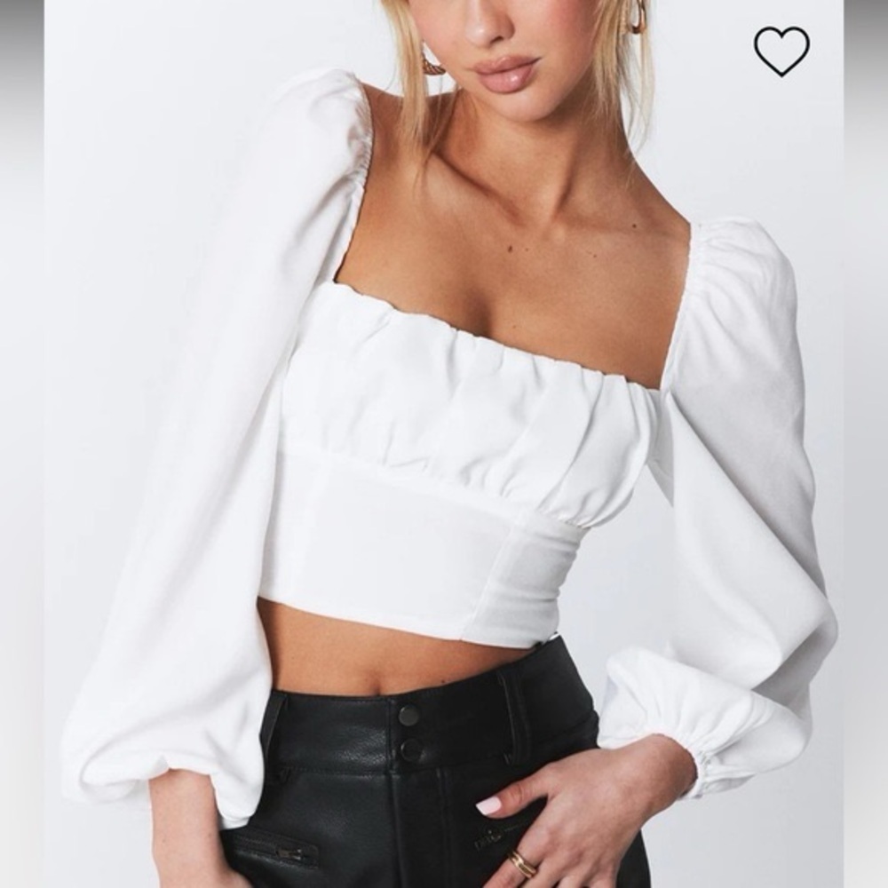 NWOT Princess Polly Ariah Puff Sleeve Crop Blouse Sz 4